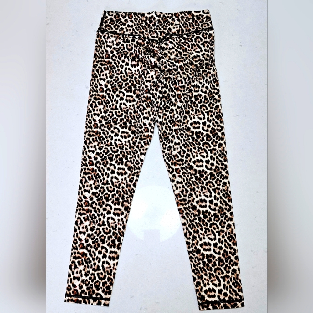 🐆🖤 1183 ZYIA Active LEOPARD Brilliant Scrunchy What Yoga Leggings 8 10 (Large)